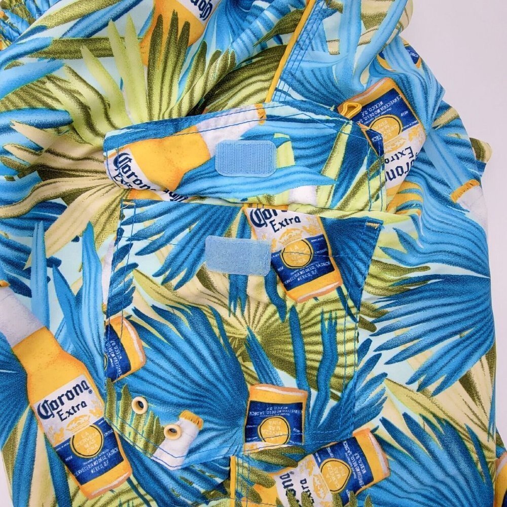 Corona Extra Beer Bottle Tropical Swim Trunks Board Shorts Mens Small Beach - Picture 5 of 12